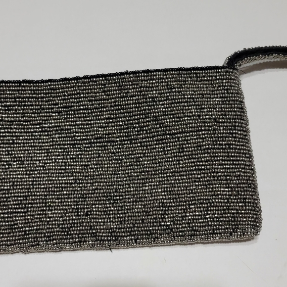 Embellished Black and Silver Beaded Wristlet with Flower - Picture 5 of 5